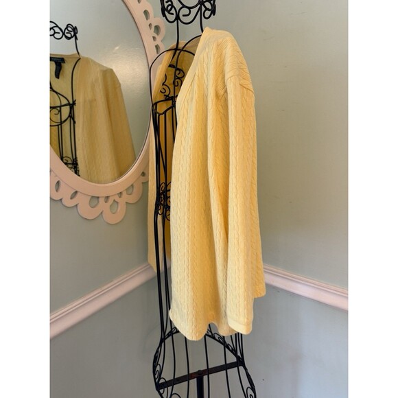 Lauren Ralph Lauren Womens L Cable Knit Yellow Button Cardigan Long Sleeve - Picture 2 of 6